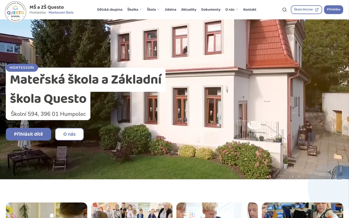 Hlavní stránka webu MŠ a ZŠ Questo Humpolec